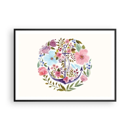 Affisch i svart ram - En seglares goda sömn - 100x70 cm