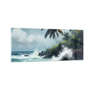 Glastavla - Bild på glas - På en tropisk strand - 100x40 cm