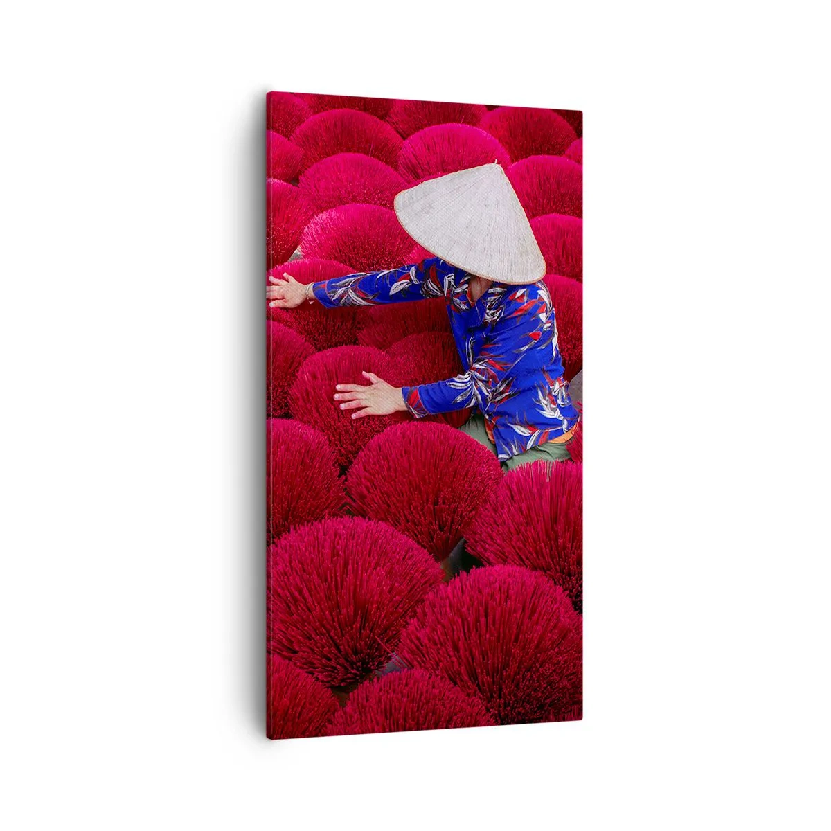 Canvastavla - Bild på duk - På ett risfält - 55x100 cm