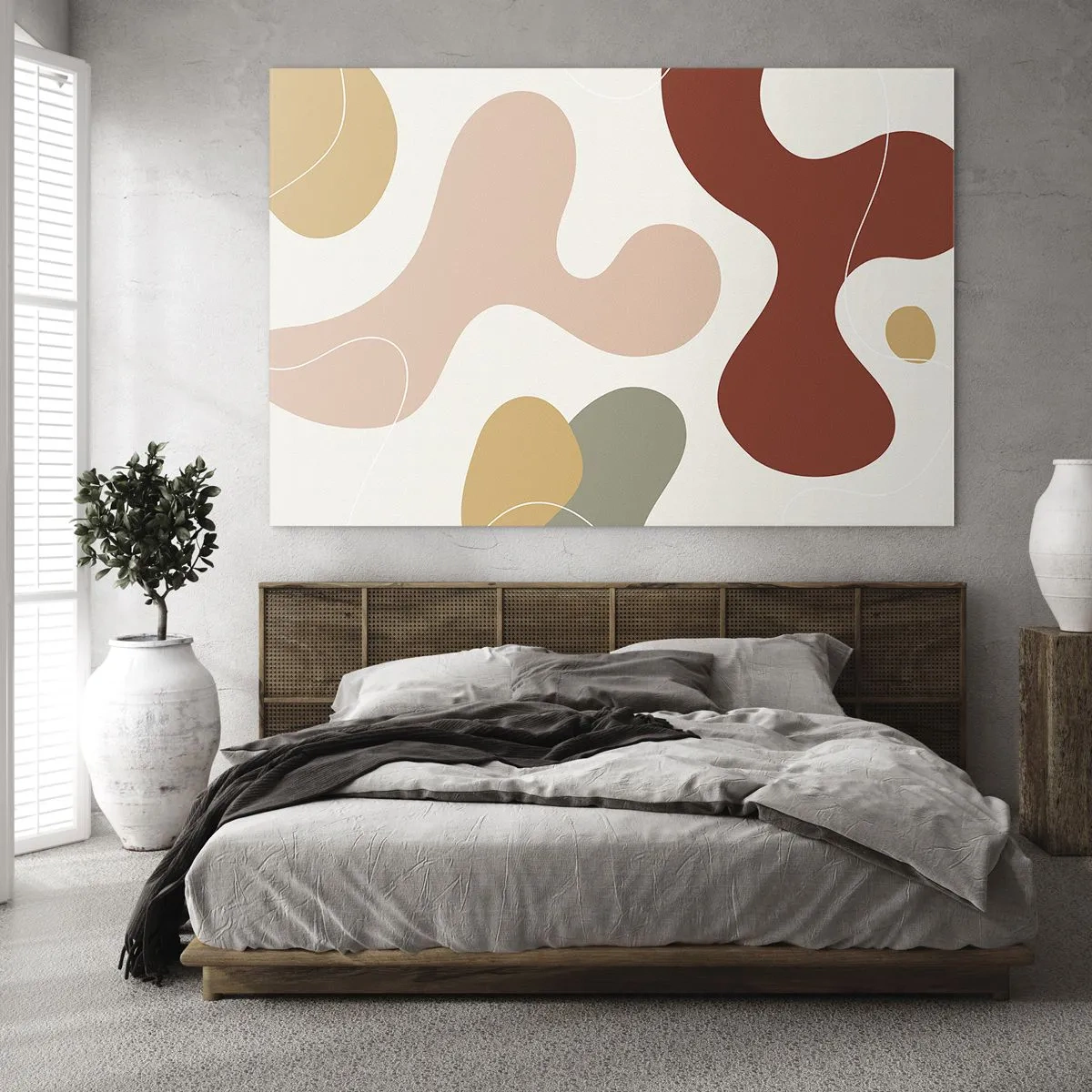 Glastavla - Bild på glas - Abstrakt komposition av organiska former - 70x50cm - Ornamental zig-zack? - Modern väggdekoration för vardagsrum och sovrum ARTTOR