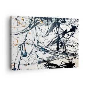 Canvastavla - Bild på duk - Abstrakt målningsmönster med dynamiska linjer och fläckar - 70x50cm - Med eller utan någon mening? - Modern väggdekoration för vardagsrum och sovrum ARTTOR