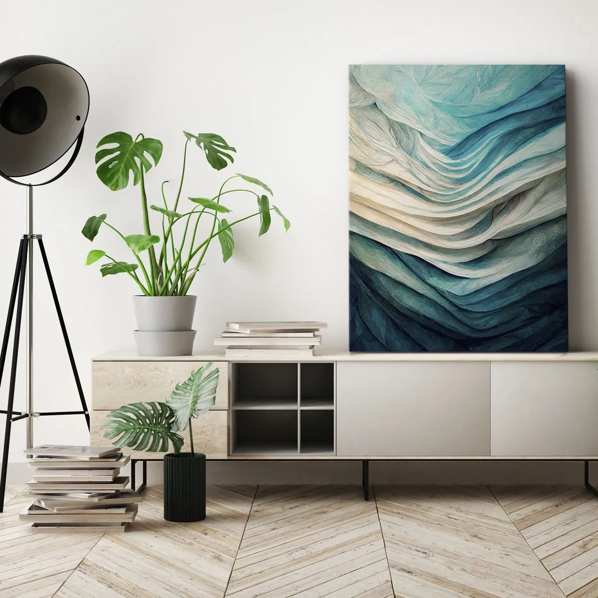 Canvastavla - Bild på duk - Blå omättlighet - 70x100 cm