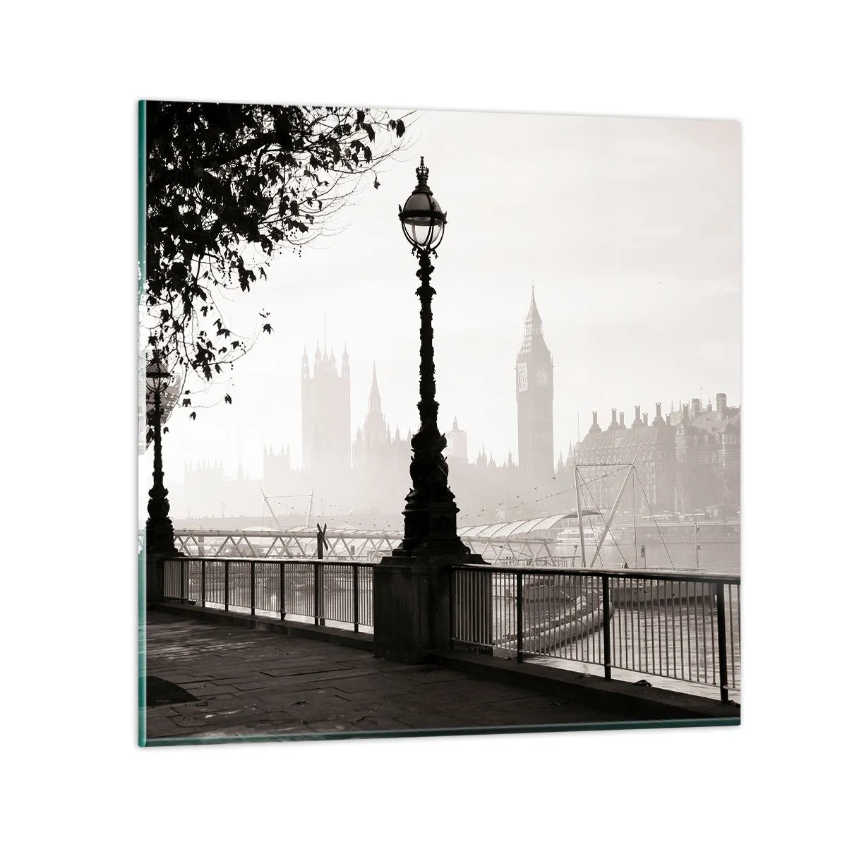 Glastavla - Bild på glas - Morgon i London - 60x60 cm