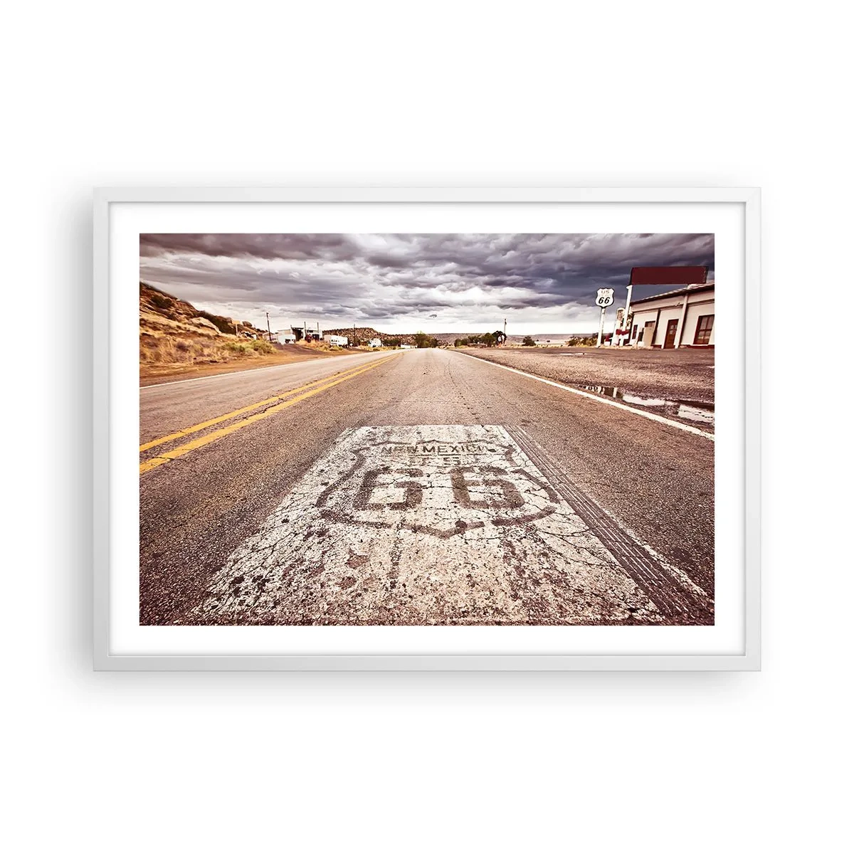 Affisch i vit ram - Mother Road - amerikanska legenden - 70x50 cm