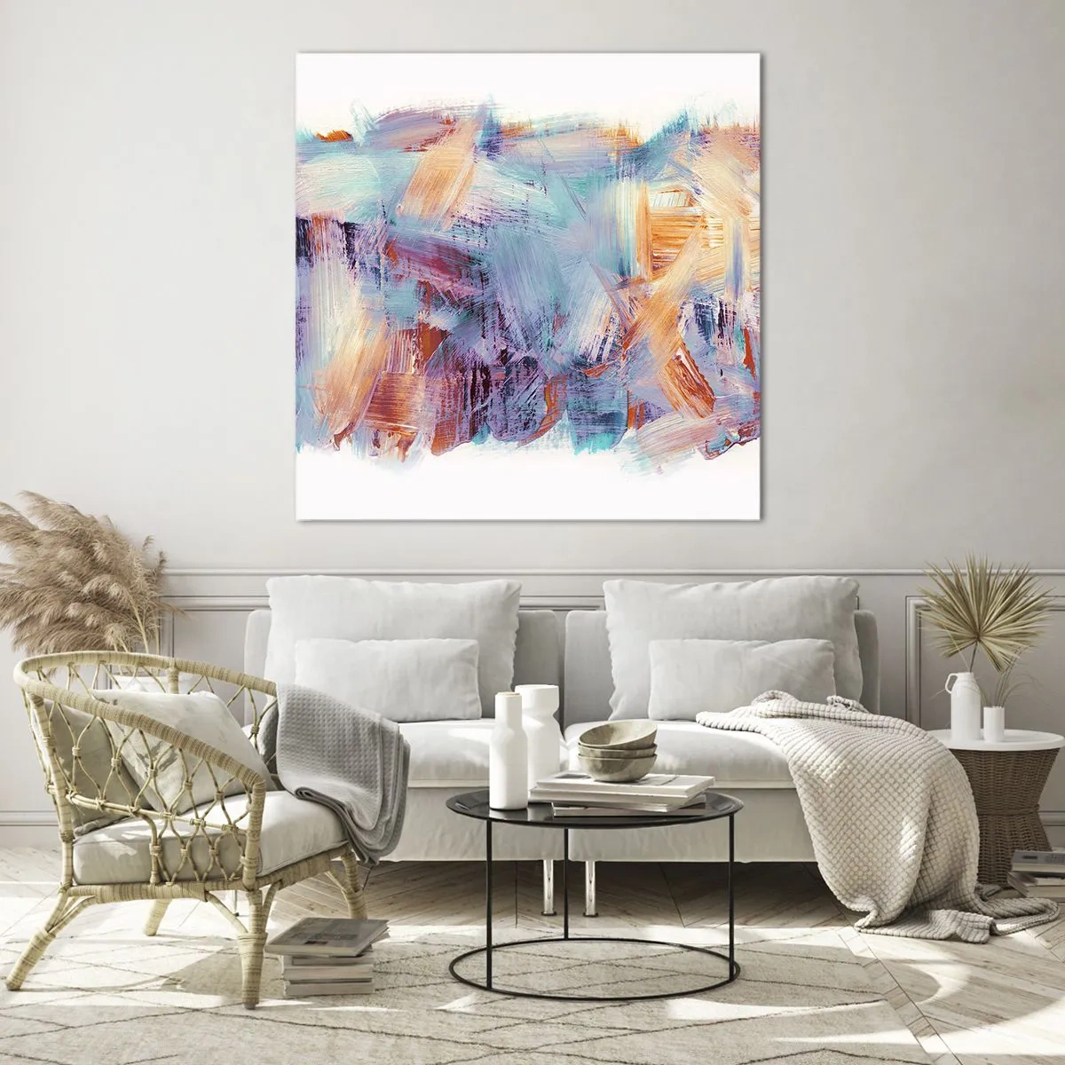 Glastavla - Bild på glas - Färgglad röra - 50x50 cm