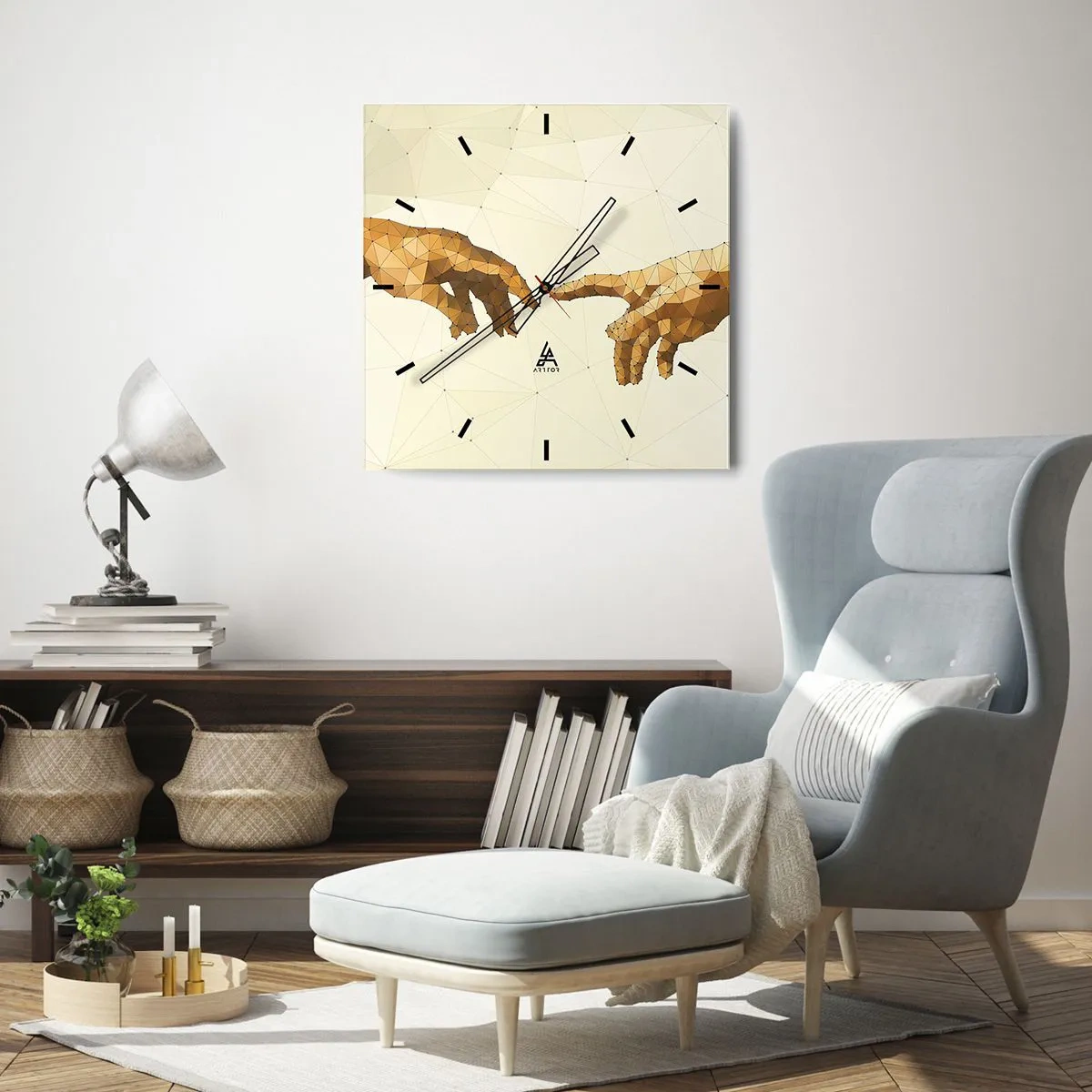 Väggklocka - Klocka på glas - Gudomlig geometri - 40x40 cm