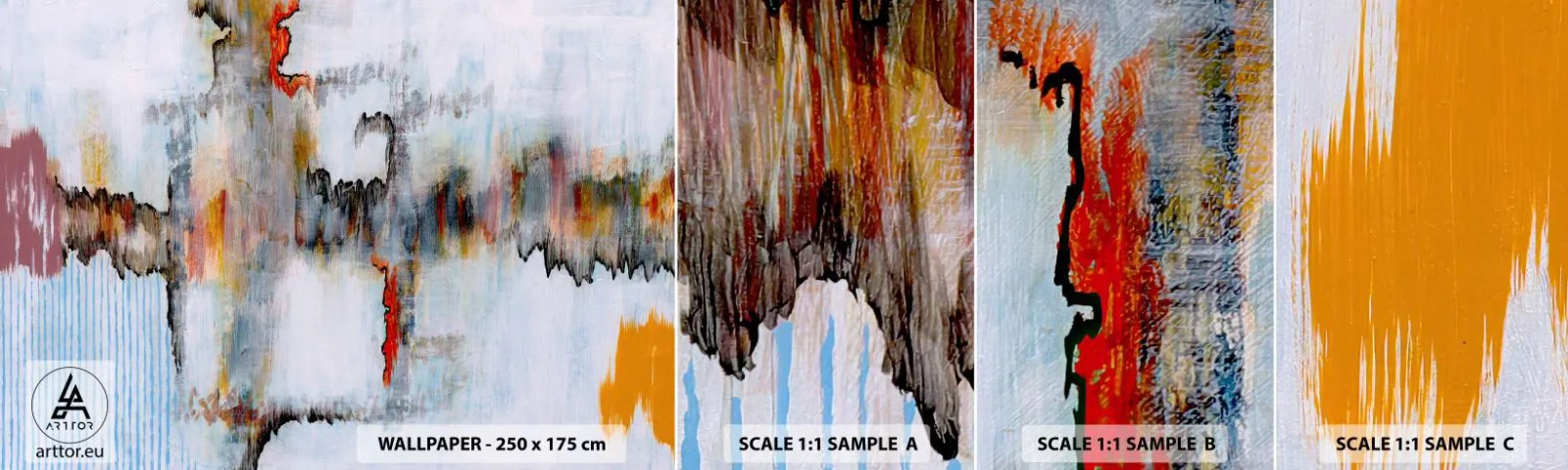 Fototapet Prov Standard Eco - Med pinne på vatten - Abstraktion, Bit, Modernt mönster - 100x30 cm