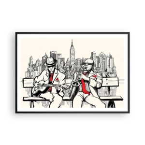 Affisch i svart ram - New Yorks improvisation - 100x70 cm