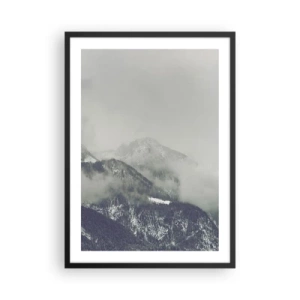 Affisch i svart ram - Dimmiga berg med en mystisk atmosfär - 50x70cm - Dimmig dal - Modern väggdekoration för vardagsrum och sovrum ARTTOR