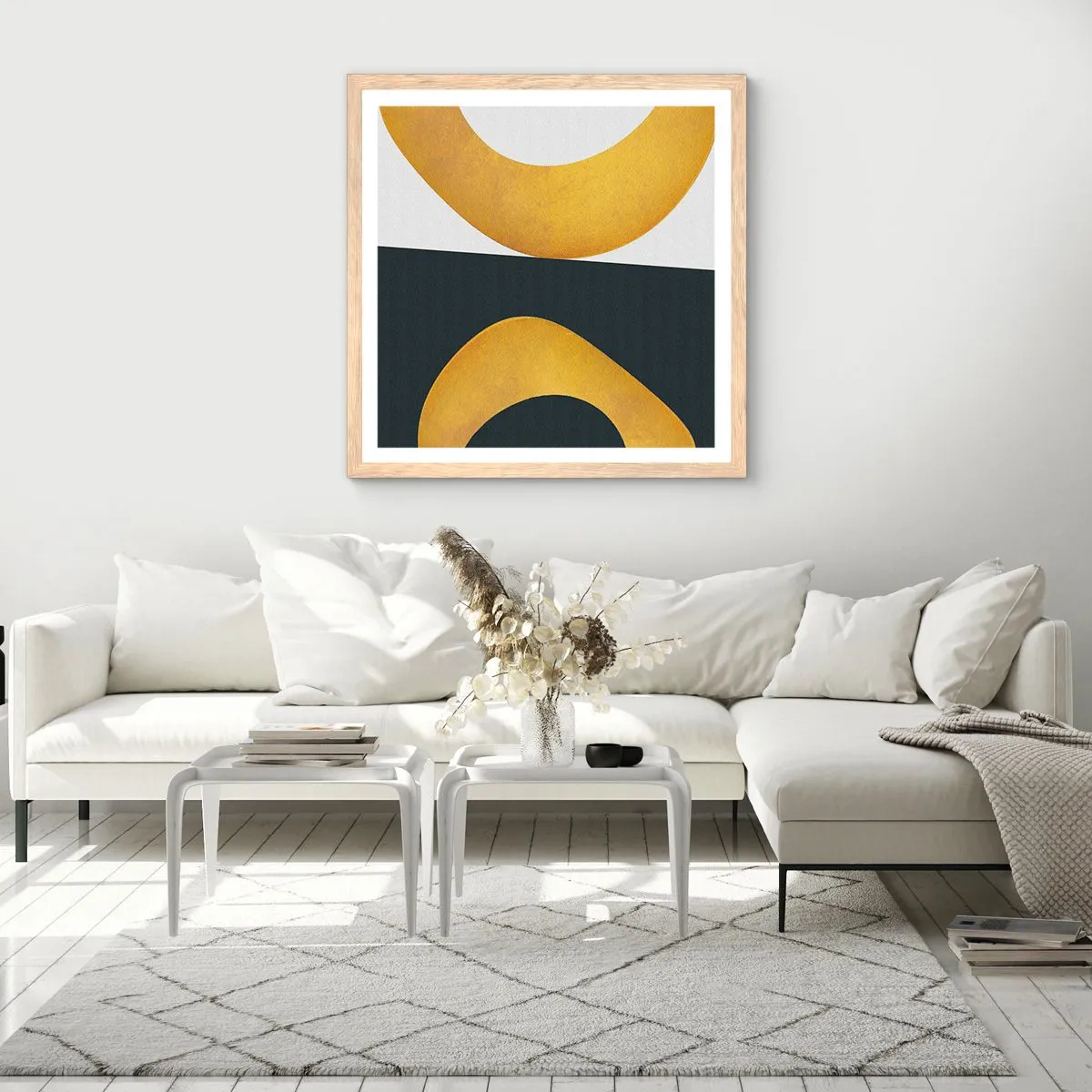 Affisch i ram av ljusek - Öfr det första: guld - 60x60 cm