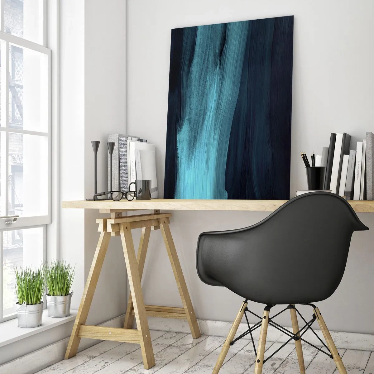 Glastavla - Bild på glas - Flyt med strömmen - 50x70 cm