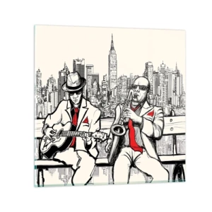 Glastavla - Bild på glas - New Yorks improvisation - 30x30 cm