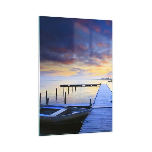 Glastavla - Bild på glas - Violet-guld ro - 80x120 cm