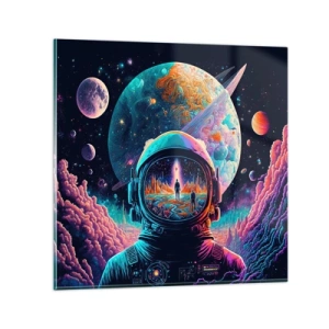 Glastavla - Bild på glas - Filosofer har aldrig drömt - 70x70 cm