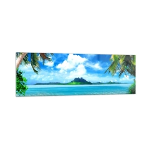 Glastavla - Bild på glas - Tropikens azur - 160x50 cm
