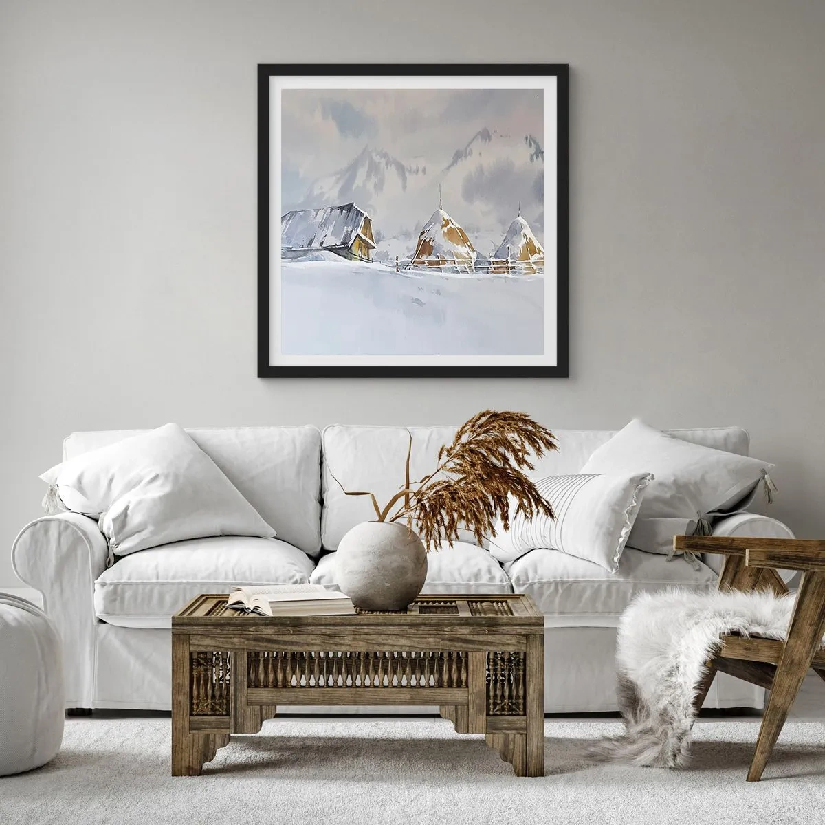 Affisch i svart ram - I snödalen - 60x60 cm