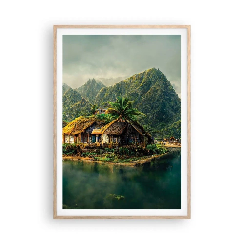 Affisch i ram av ljusek - Tropiskt paradis - 70x100 cm