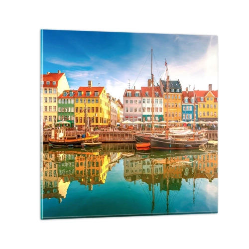 Glastavla - Bild på glas - Vid spegelklart vatten - 70x70 cm