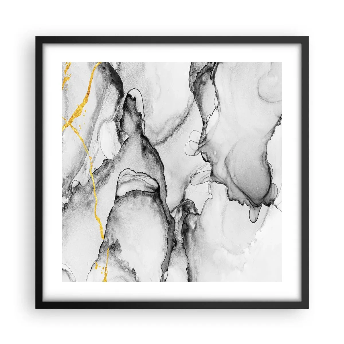 Affisch i svart ram - Komposition med guldmotiv - 50x50 cm