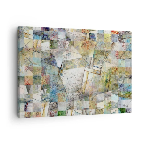 Canvastavla - Bild på duk - Färgglad abstraktion med geometriska former och linjer - 70x50cm - Geometrisk omblandning - Modern väggdekoration för vardagsrum och sovrum ARTTOR