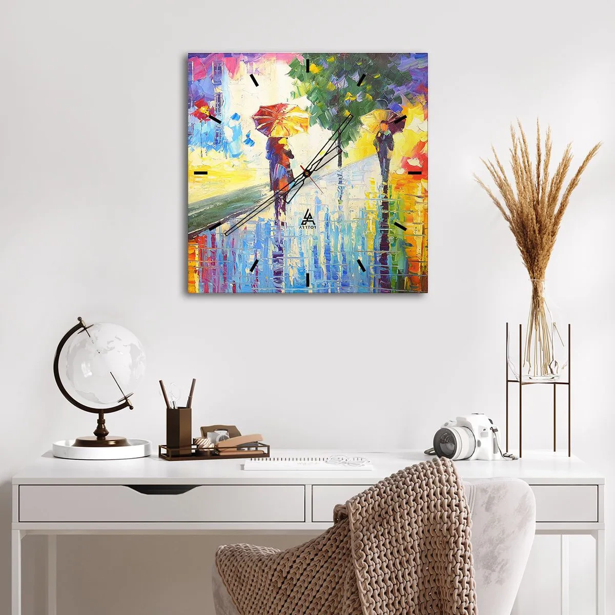 Väggklocka - Klocka på glas - Allt klart - 40x40 cm