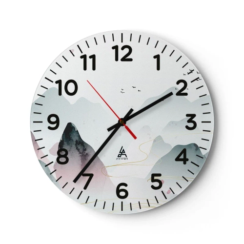 Väggklocka - Klocka på glas - Över topparna - 40x40 cm