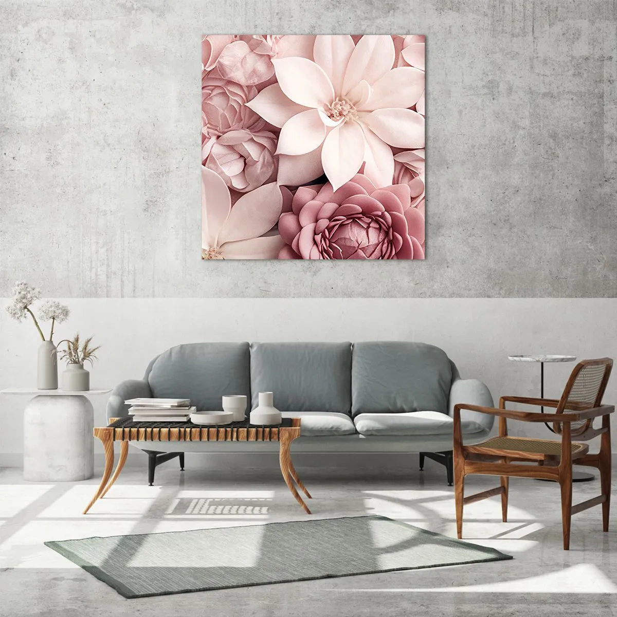 Glastavla - Bild på glas - I rosa kronblad - 30x30 cm
