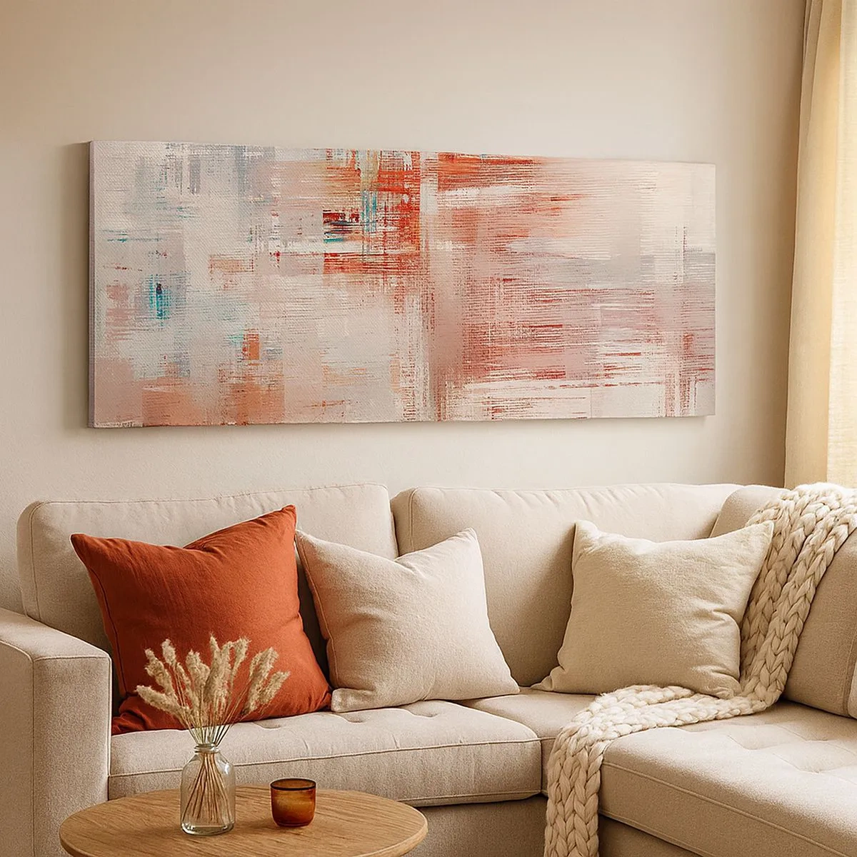 Canvastavla - Bild på duk - Dimmigt. Rosa - 100x40 cm