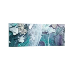 Glastavla - Bild på glas - Blåhetens strömmar - 140x50 cm