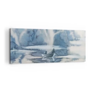 Canvastavla - Bild på duk - Sportfiskare i sitt paradis - 100x40 cm