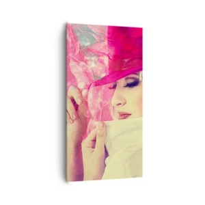 Canvastavla - Bild på duk - Retroporträtt i rosa ångor - 65x120 cm