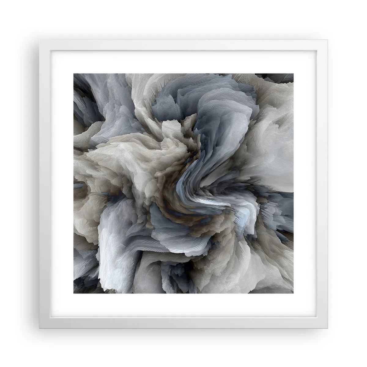 Affisch i vit ram - Sten och blomma - 40x40 cm