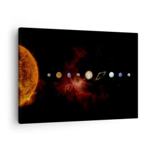 Canvastavla - Bild på duk - Solsystemet med planeter mot bakgrund av rymden - 70x50cm - Vårt grannskap - Modern väggdekoration för vardagsrum och sovrum ARTTOR