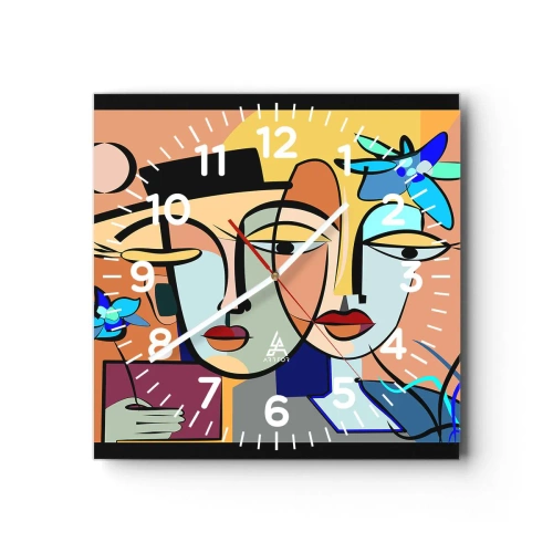 Väggklocka - Klocka på glas - Picassos randez vous - 40x40 cm