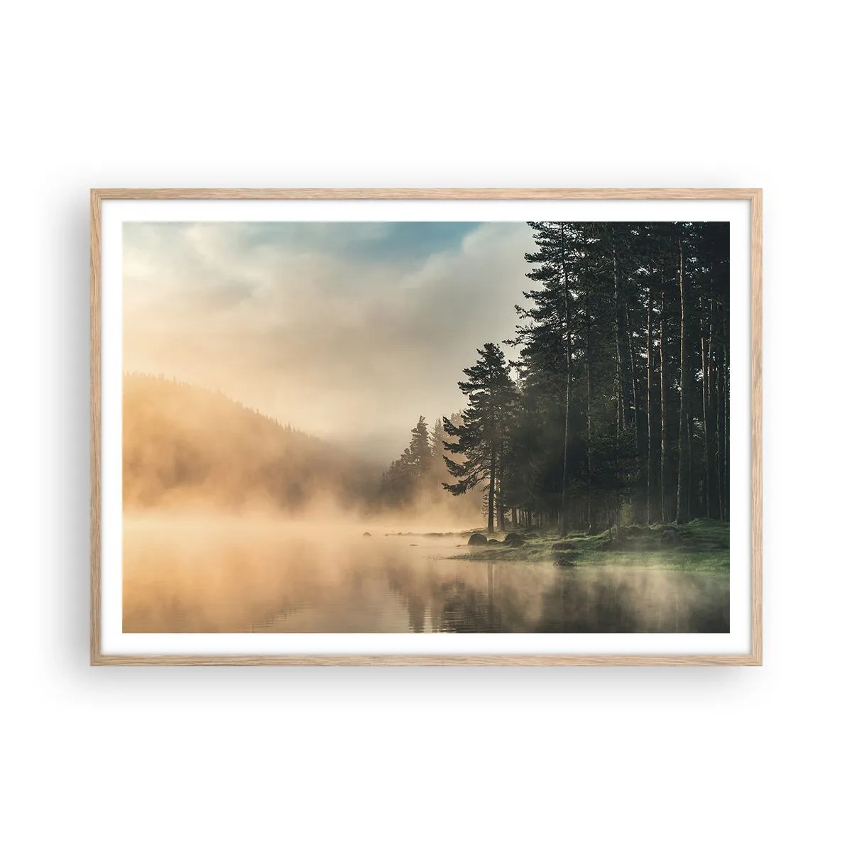 Affisch i ram av ljusek - Dagen föds - 100x70 cm