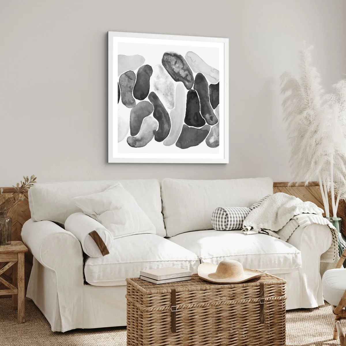 Affisch i vit ram - Stenig abstraktion - 30x30 cm