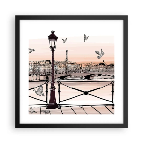 Affisch i svart ram - Över Paris tak - 40x40 cm
