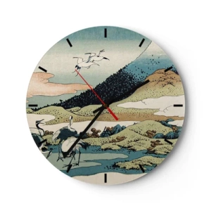 Väggklocka - Klocka på glas - I japansk anda - 40x40 cm