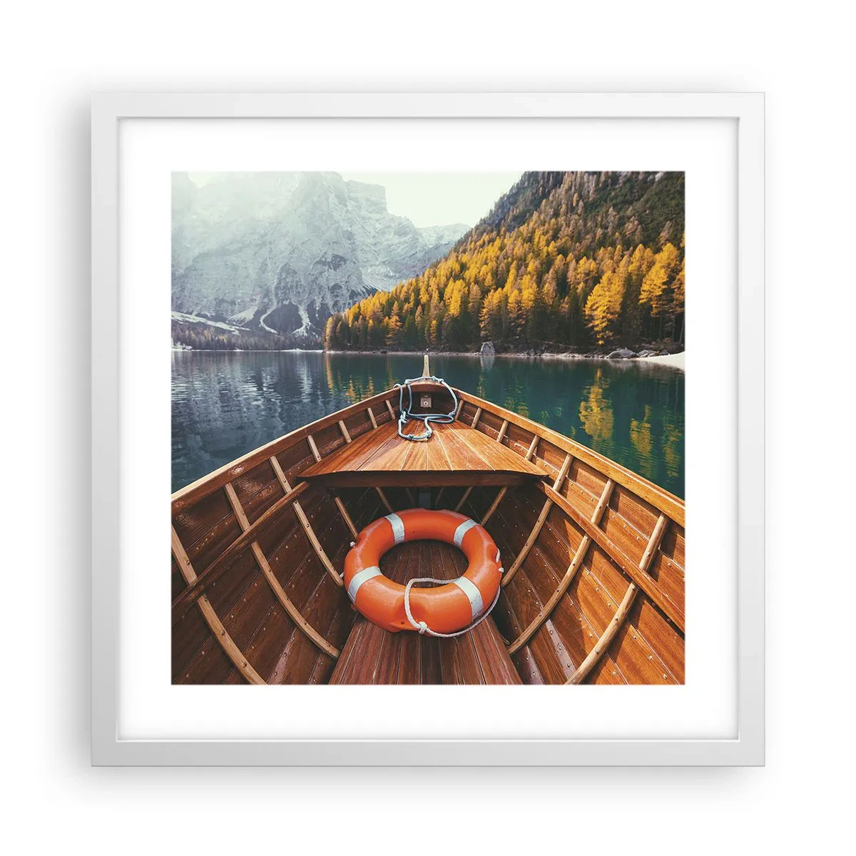 Affisch i vit ram - Utflykt i fjällen - 40x40 cm