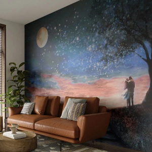 Självhäftande Fototapet Deluxe Sticker - Stjärnig spektakel - Abstraktion, Landskap, Ett par älskare - 200x140 cm