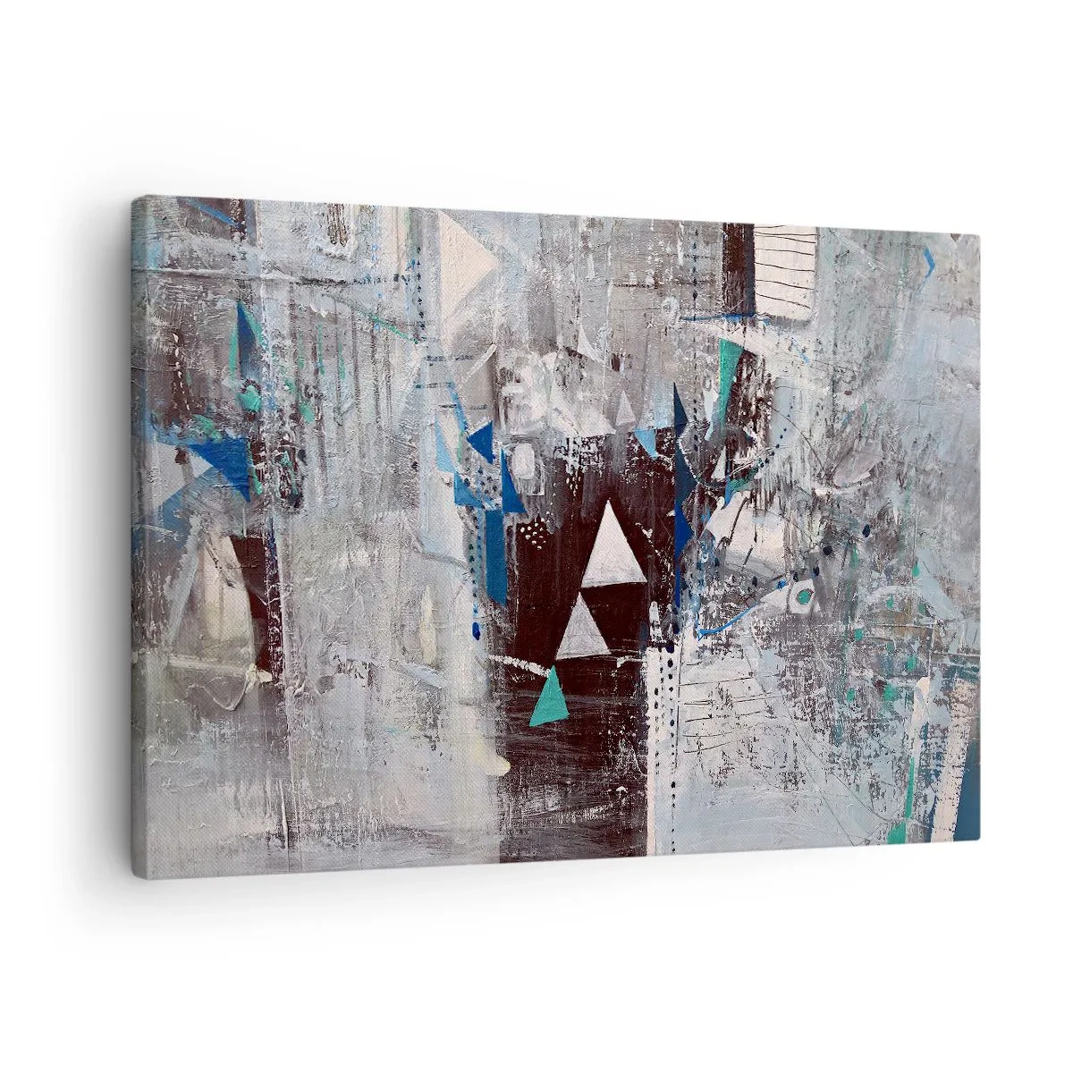 Canvastavla - Bild på duk - Abstrakt komposition med trianglar och geometriska mönster - 70x50cm - Trianglarnas överordnade ordning - Modern väggdekoration för vardagsrum och sovrum ARTTOR