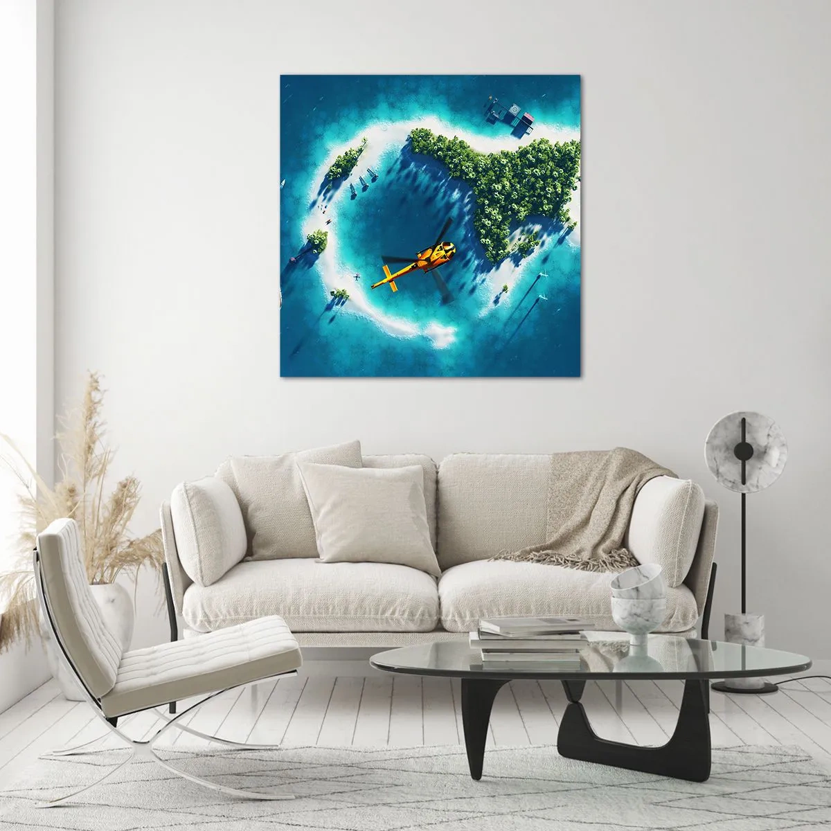 Glastavla - Bild på glas - Köp dig en ö - 70x70 cm