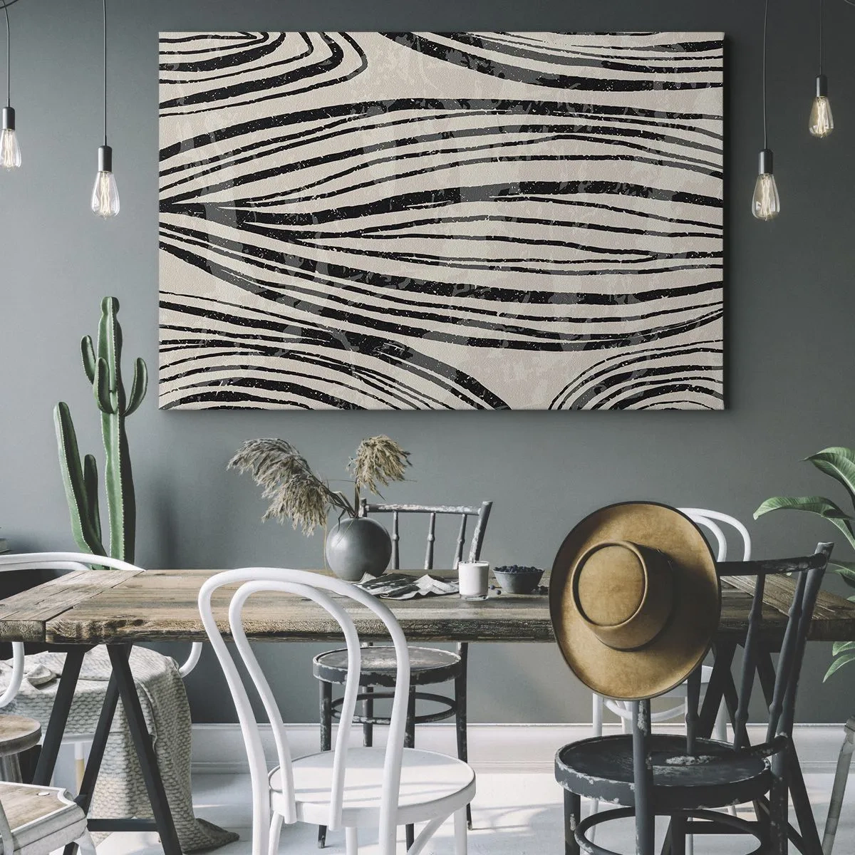 Canvastavla - Bild på duk - Stänk av linjer - 70x50 cm