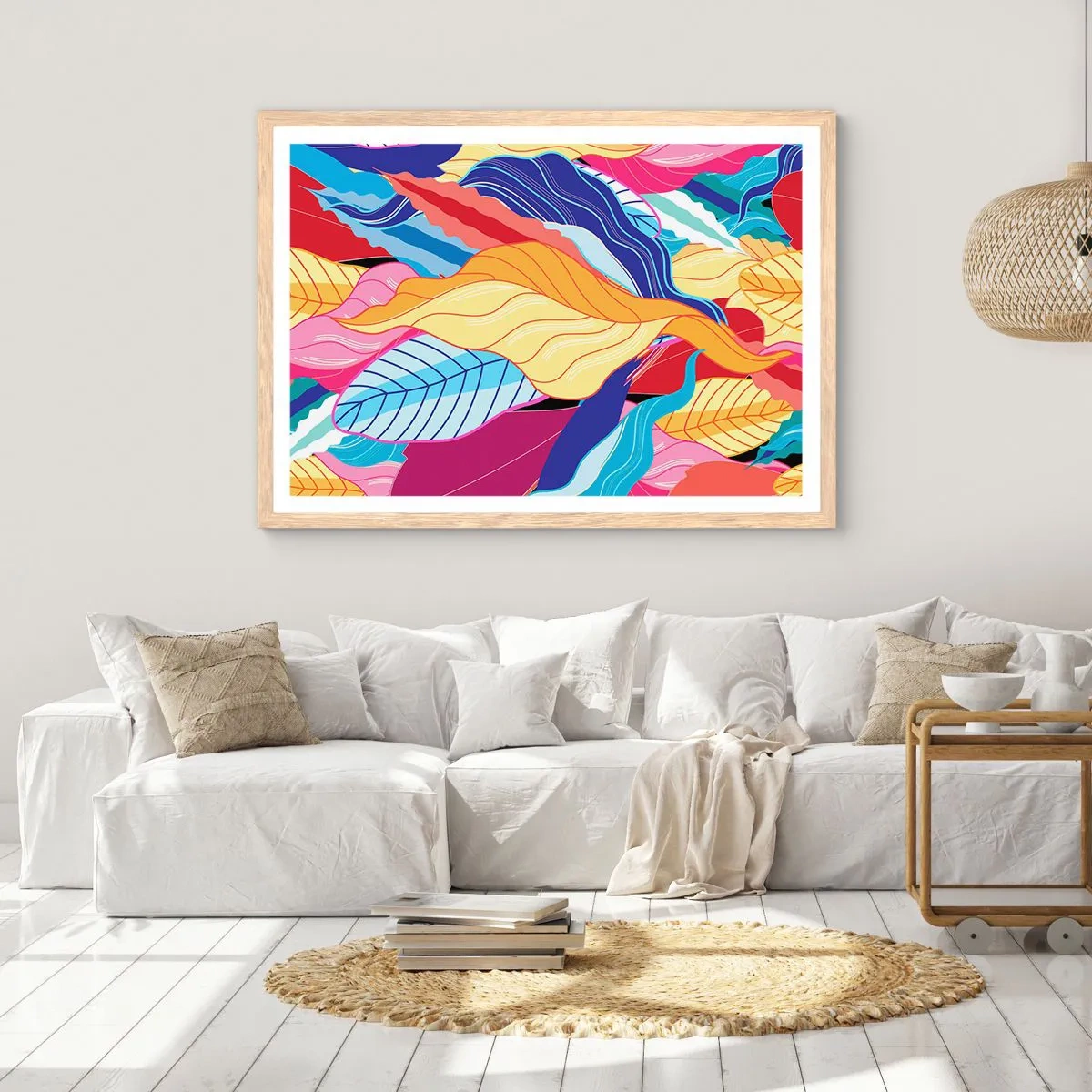Affisch i ram av ljusek - Färgglad röra - 91x61 cm