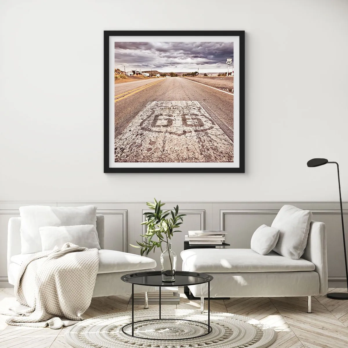 Affisch i svart ram - Mother Road - amerikanska legenden - 30x30 cm