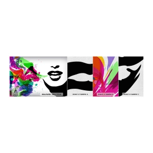 Provbit av fototapet Premium Canvas - Berättelse i regnbågens färger - Abstraktion, Mun, Färgglad grafik - 100x30 cm