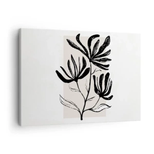Canvastavla - Bild på duk - Minimalistiskt svartvitt blommotiv - 70x50cm - Skiss för ett herbarium - Modern väggdekoration för vardagsrum och sovrum ARTTOR