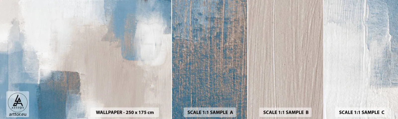 Fototapet Prov Standard Eco - Rosa abstraktion bakom en blå slöja - Bit, Samtida, Färger - 100x30 cm