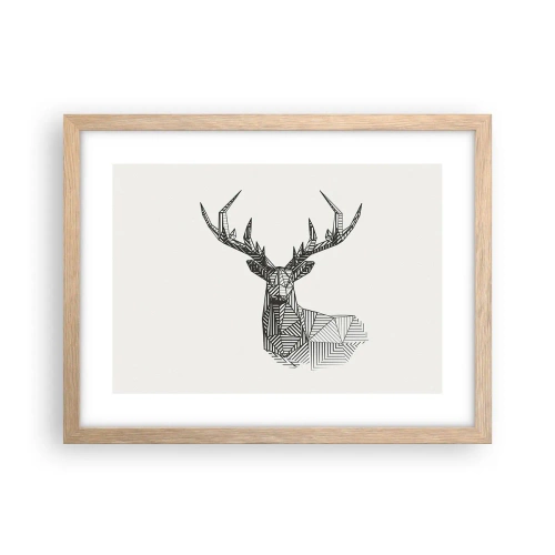 Affisch i ram av ljusek - Hjort i kubistisk stil - 40x30 cm