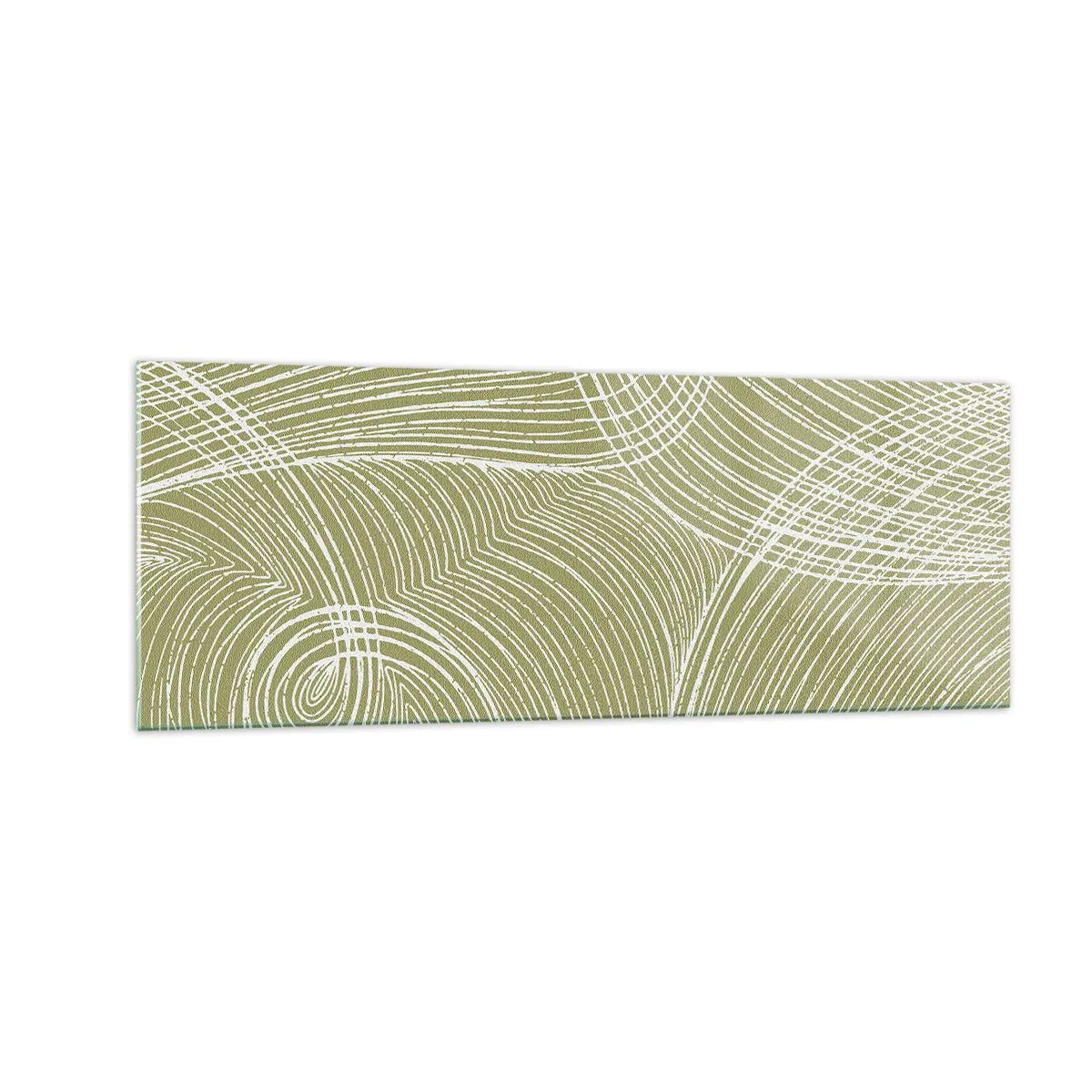 Glastavla - Bild på glas - Intrikat abstraktion i vitt - 140x50 cm